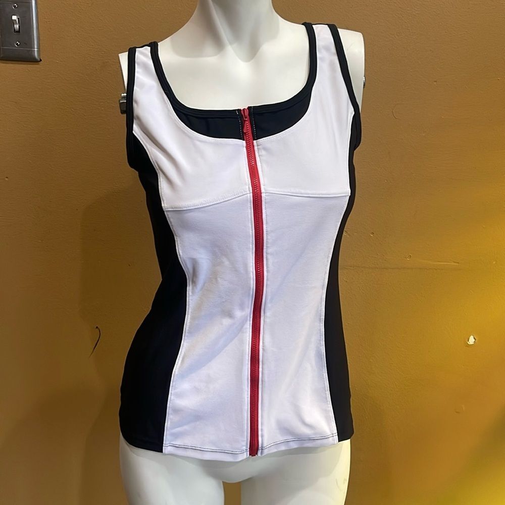 Eliza Audley Tennis Tank Top with front zipper  Size Small